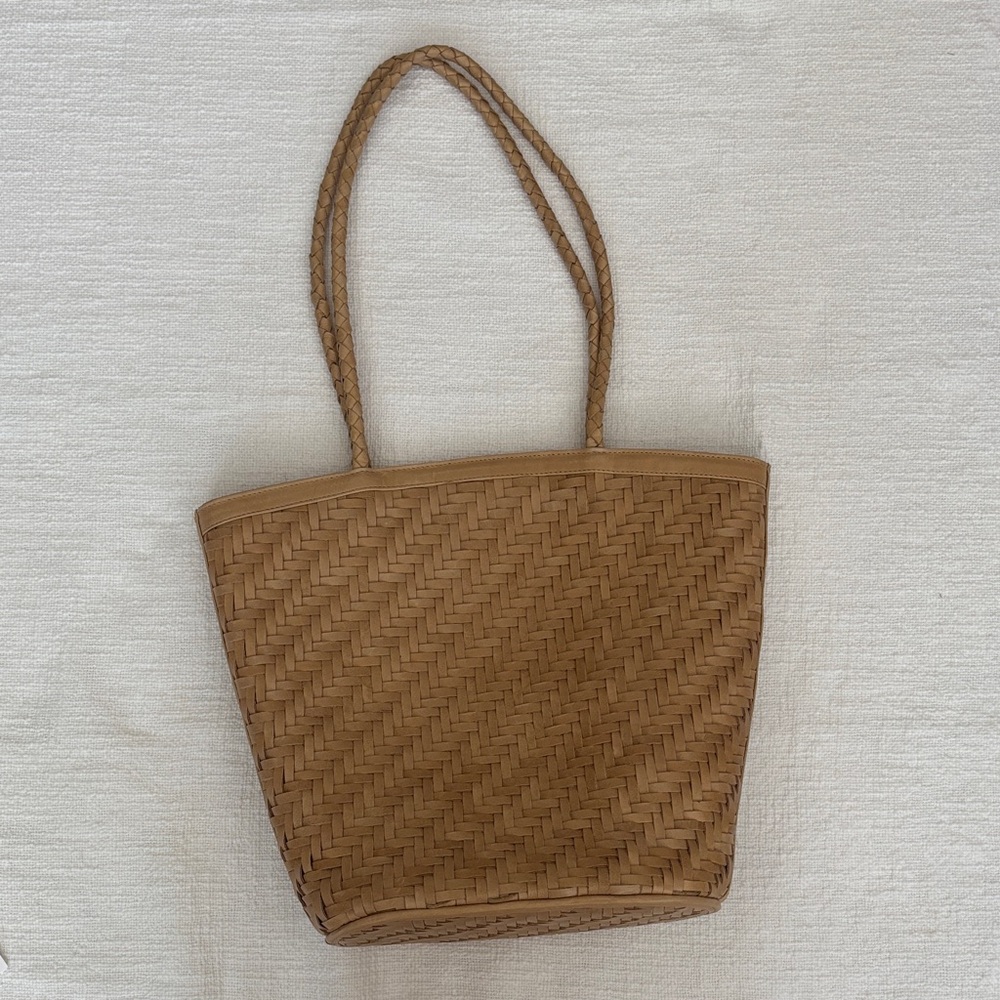 Bembien Jeanne Woven Leather Tote in Caramel